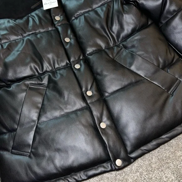 NWT Robert Graham Men’s Faux Leather Puffer Coat Jacket - Picture 5 of 15